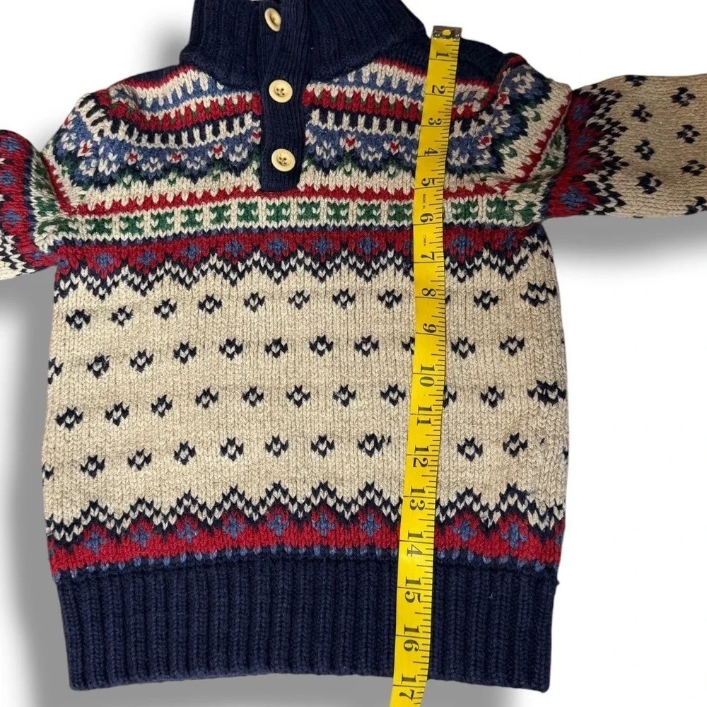 Polo Ralph Lauren Vintage Sweater Kids 6 Silk Wool Fair Isle Knit Mock Neck